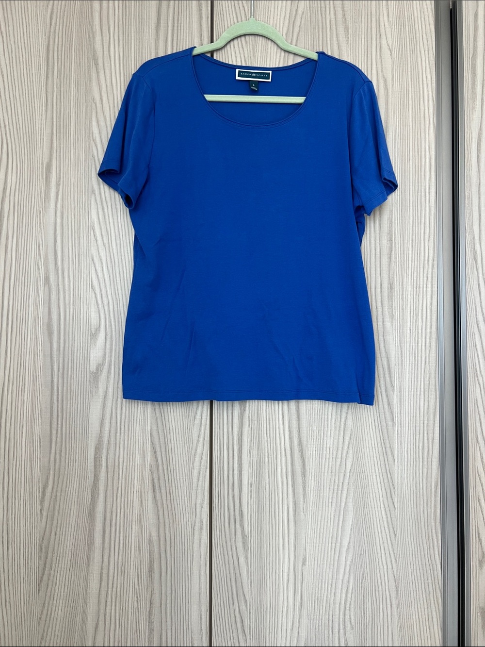 Karen Scott Cobalt Blue Short-Sleeve Scoop Neck Tee